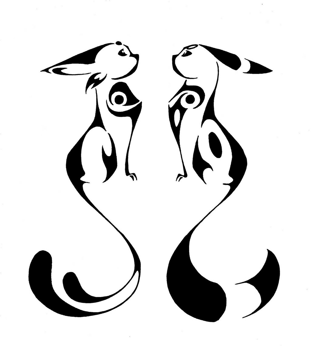 Black Tribal Umbreon And Espeon Pokemon Tattoo Stencil By Onee chan160