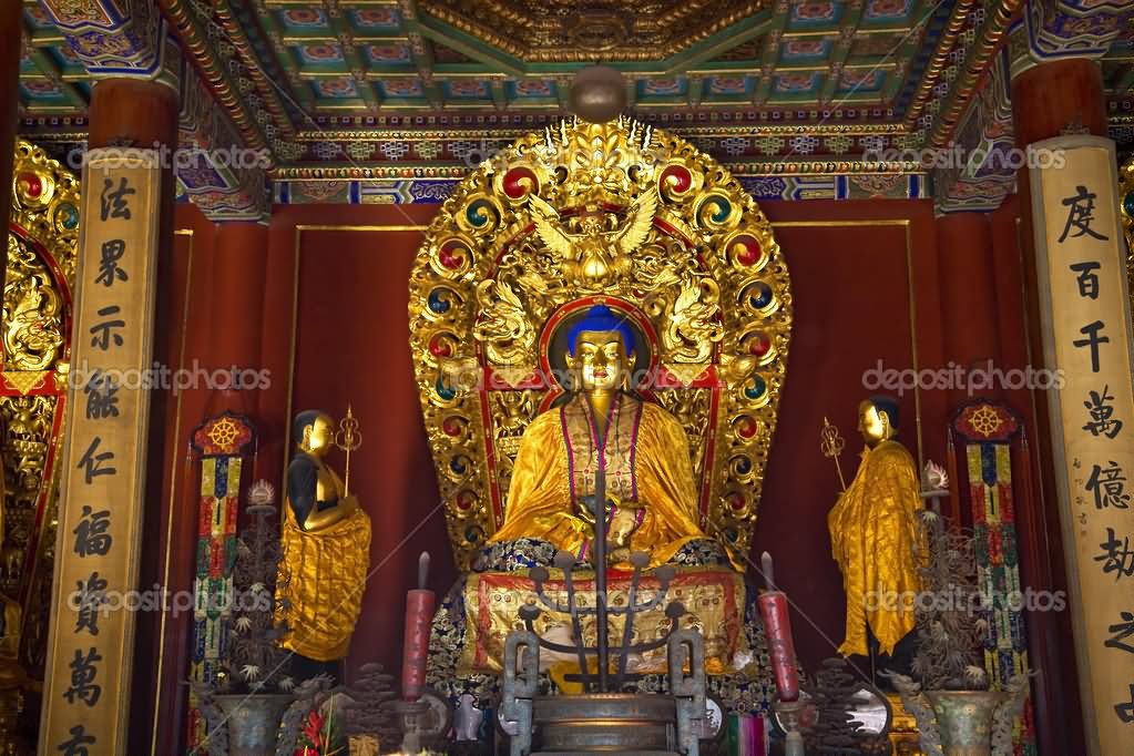Buddha Altar Inside The Yonghe Temple, Beijing