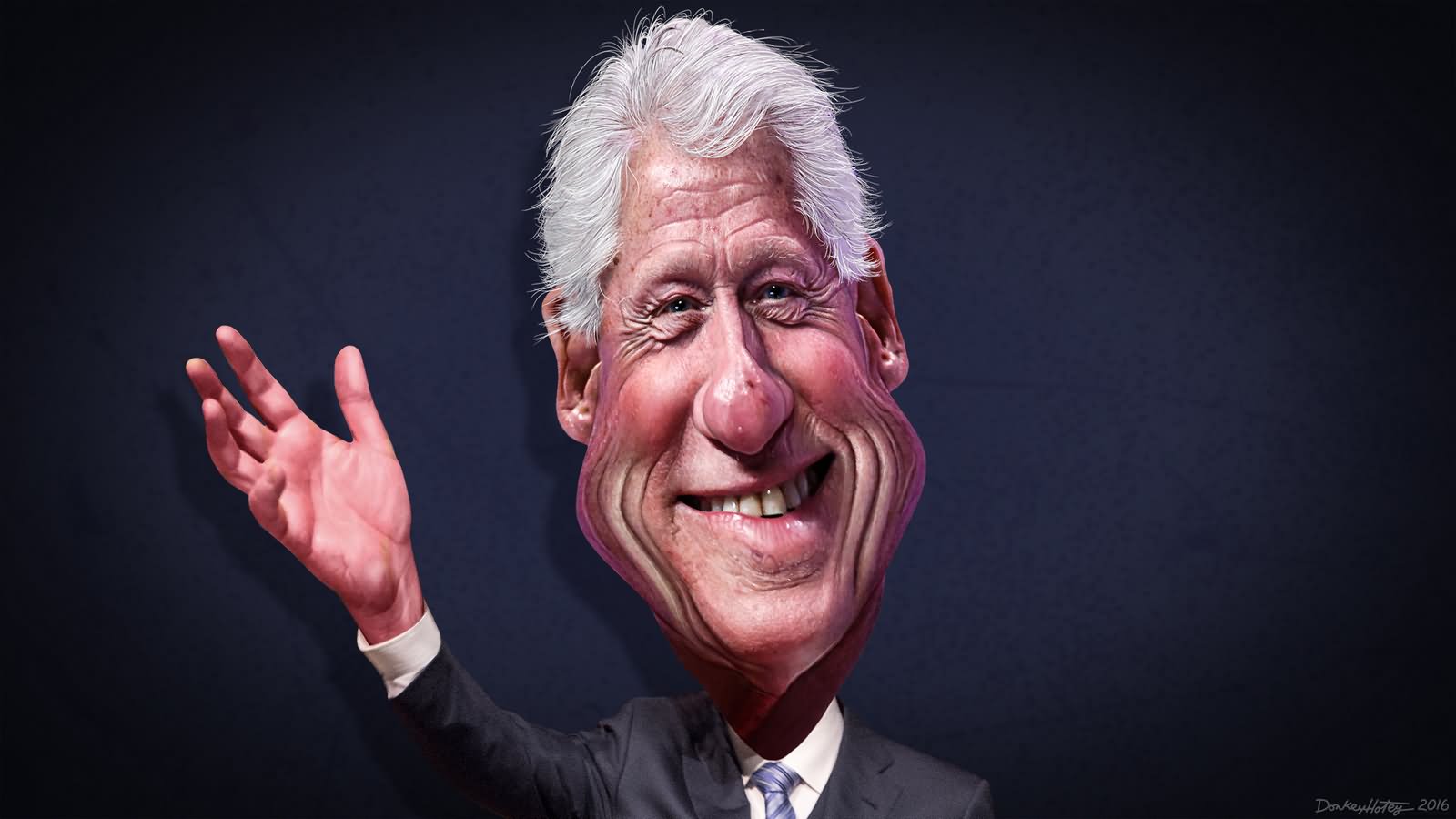 Caricatures Face Bill Clinton Funny Picture