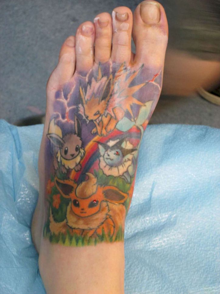 Classic Eevee Pokemon Tattoo On Foot