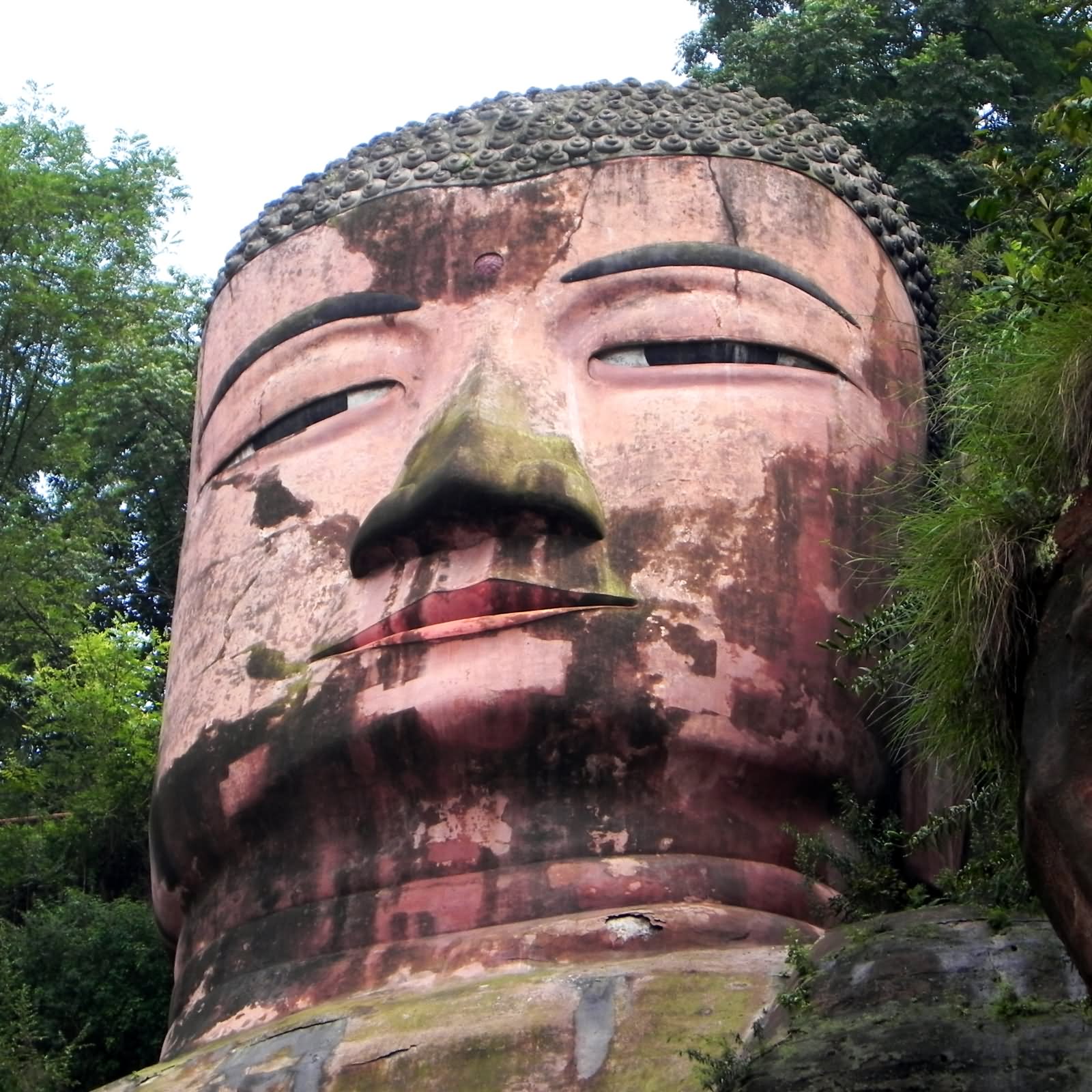 Closeup Of The Face Of The Leshan Giant Buddha