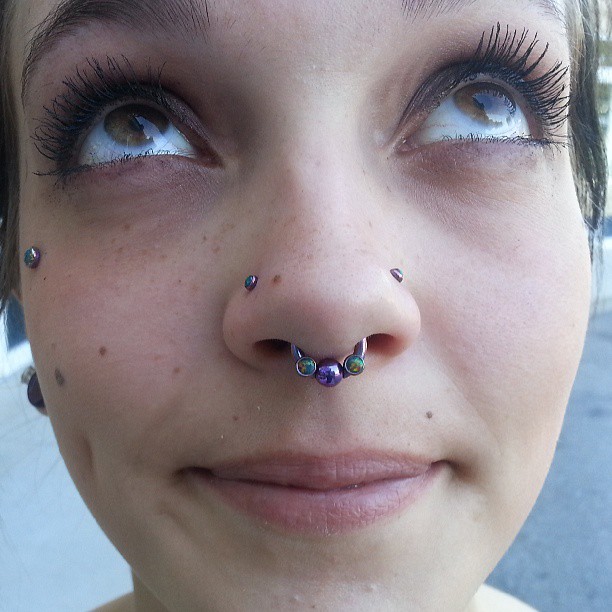 Color Studs Double Nose Piercing For Girls