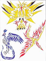 Colorful Legendary Pokemon Tattoo Designs