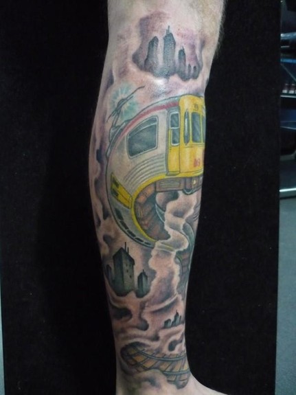 Colorful Subway Tattoo Design For Sleeve