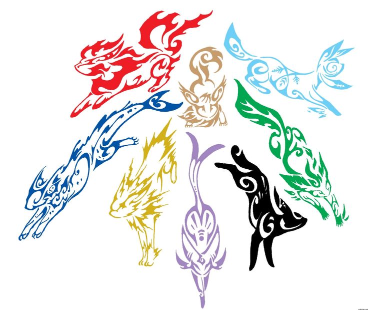 Colorful Tribal Pokemons Tattoo Designs