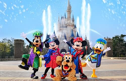 Disney Characters In Front Of Disneyland Hong Kong In China