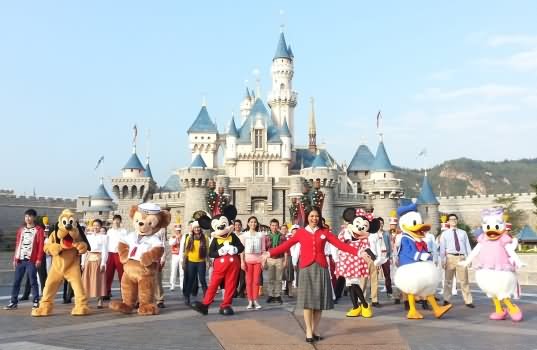 Filipino Performers In Front Of Disneyland Hong Kong