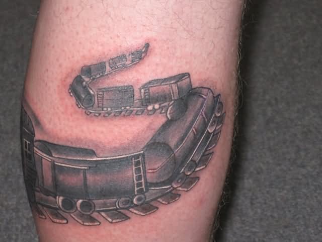 Freight Train .Tattoo Design For Leg Calf