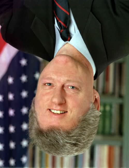 Funny Photoshop Bill Clinton Up Side Down Face Picture