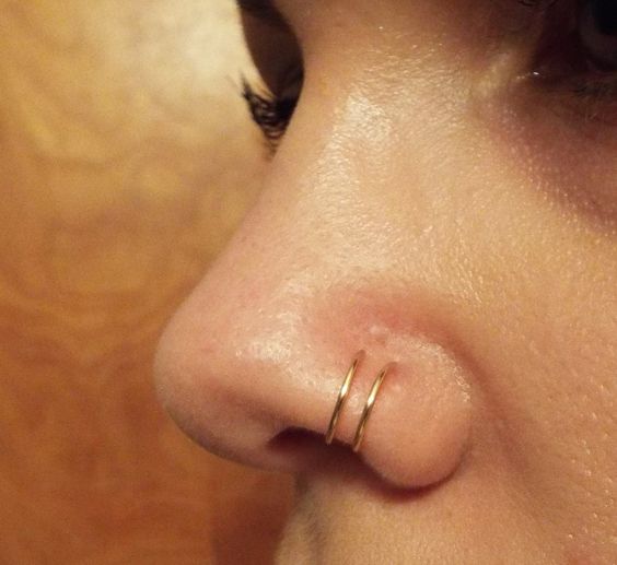 Gold Hoop Rings Double Nose Piercing