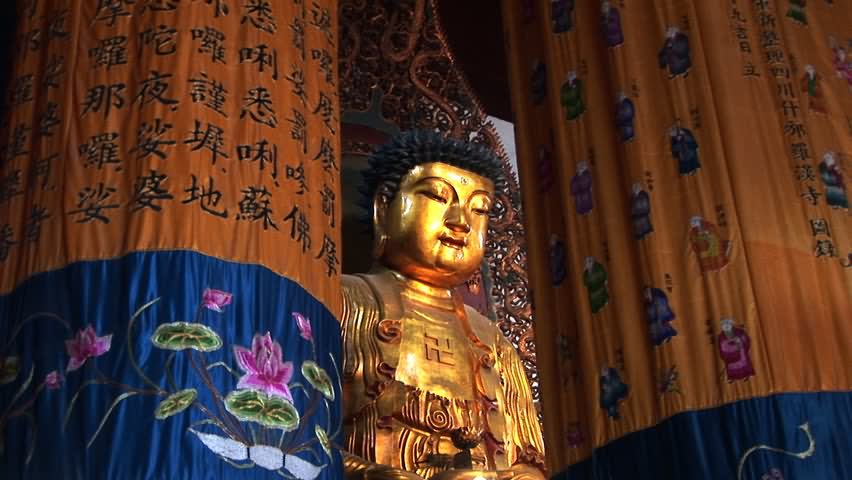 Golden Buddha Statue Inside The Jade Buddha Temple