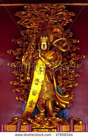 Golden Buddha Statue Inside The Yonghe Temple