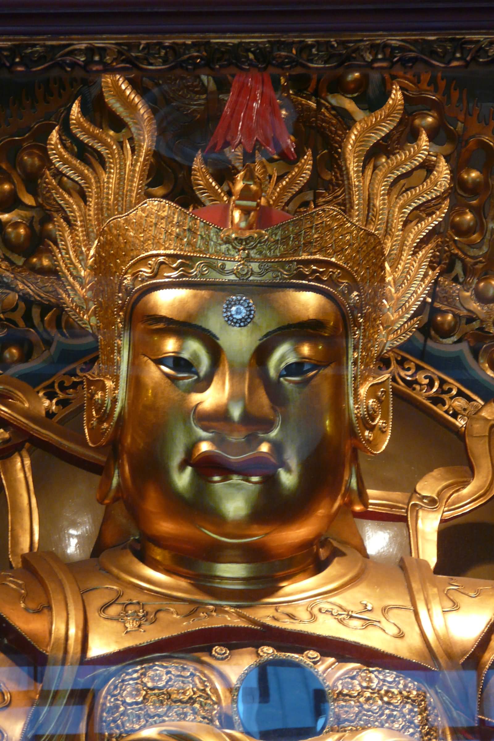 Golden Statue Inside The Jade Buddha Temple
