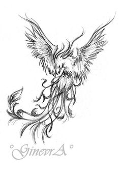 Grey Ink Phoenix Tattoo Design For Forearm