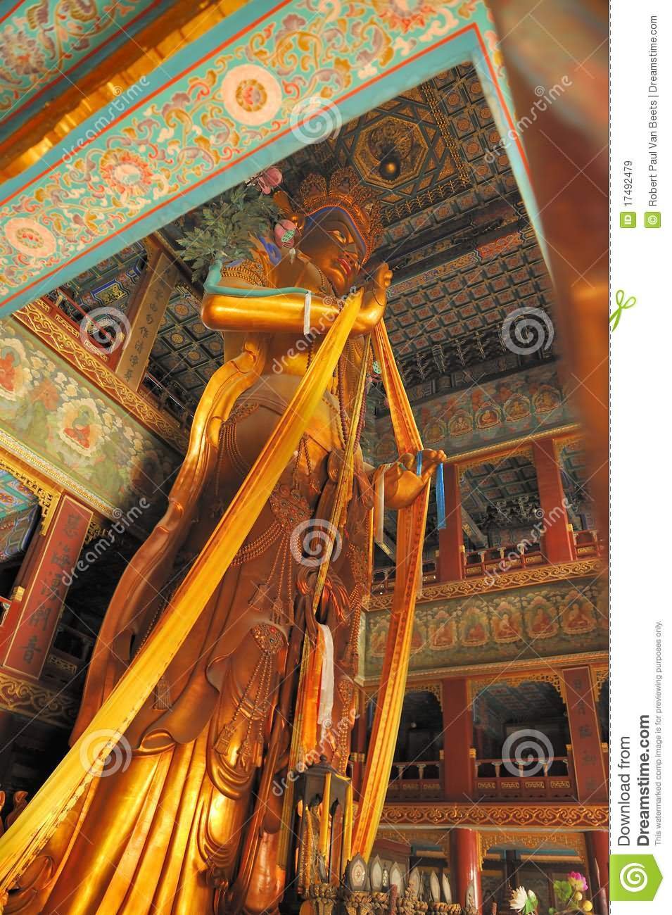 Huge Lord Buddha Statue Inside The Yonghe Temple, Beijing