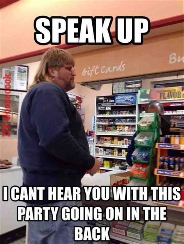 I Cant Hear You With This Party Going On In The Back Funny Mullet Meme Image