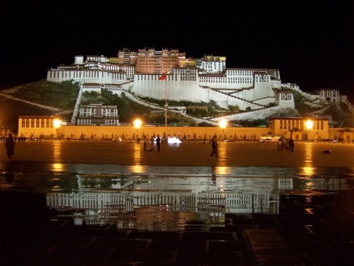 Incredible Night View Of The Potala Palace In Tibet