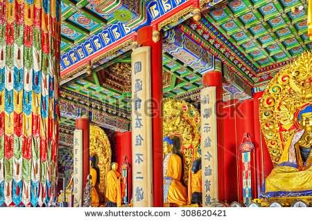 Inside Picture Of The Yonghe Temple In Beijing, China