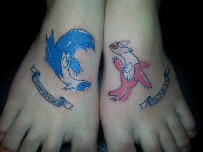 Latios And Latias Pokemon With Banner Tattoo On Feet By Bell Wilson