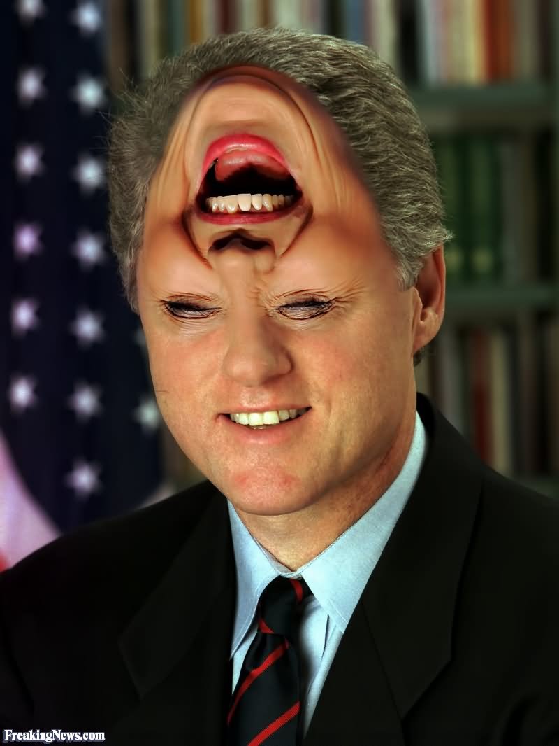 Laughing Bill Clinton With Up Side Down Face Very Funny Photoshop Picture