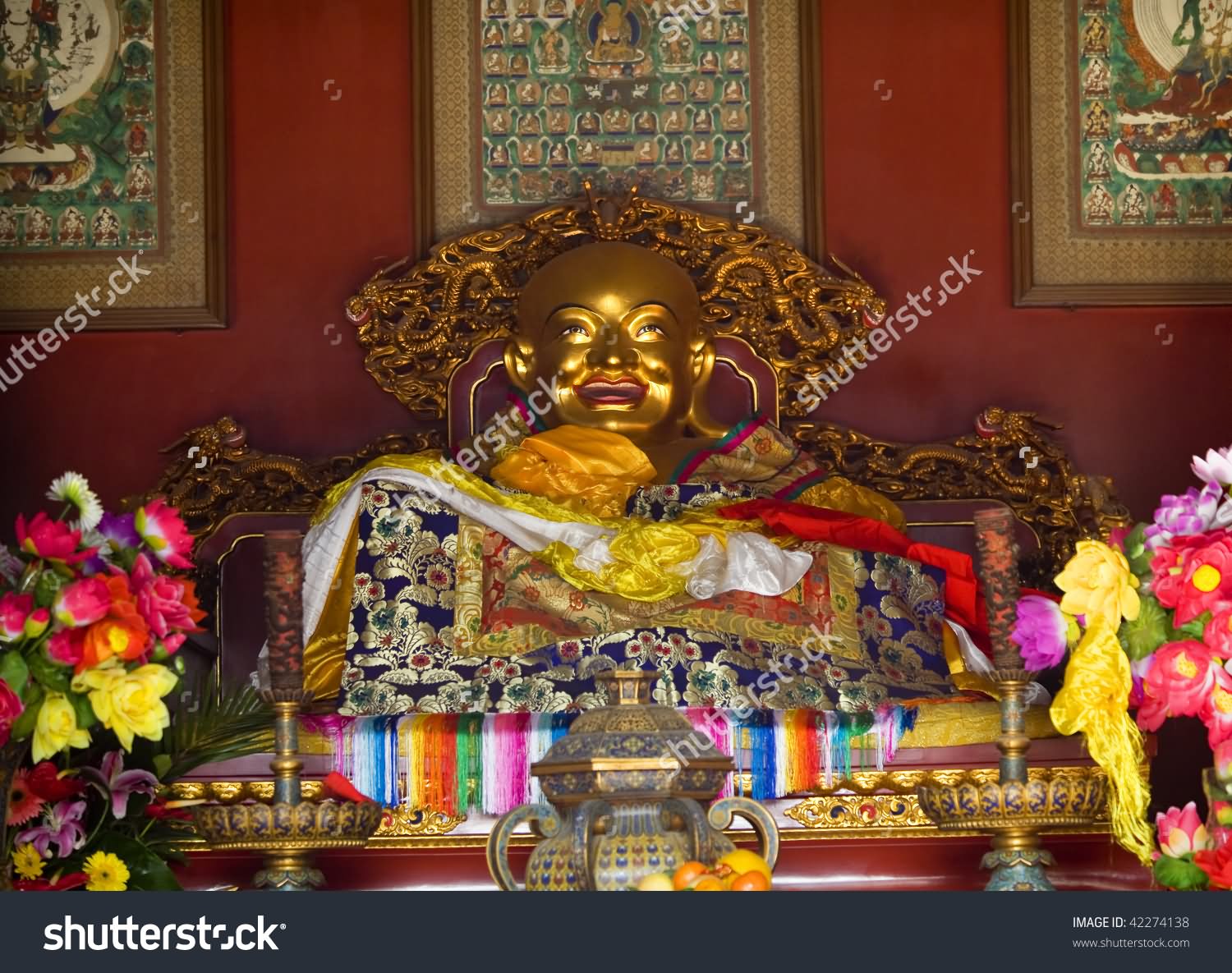 Laughing Buddha Altar Inside The Yonghe Temple