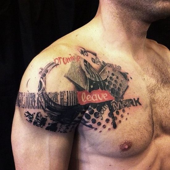 Leave Mark Shoulder Tattoo For Men