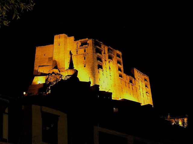 Leh Palace Illuminated At Night
