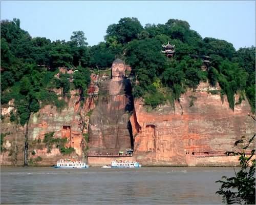 Leshan Giant Buddha View Across The Minjiang River