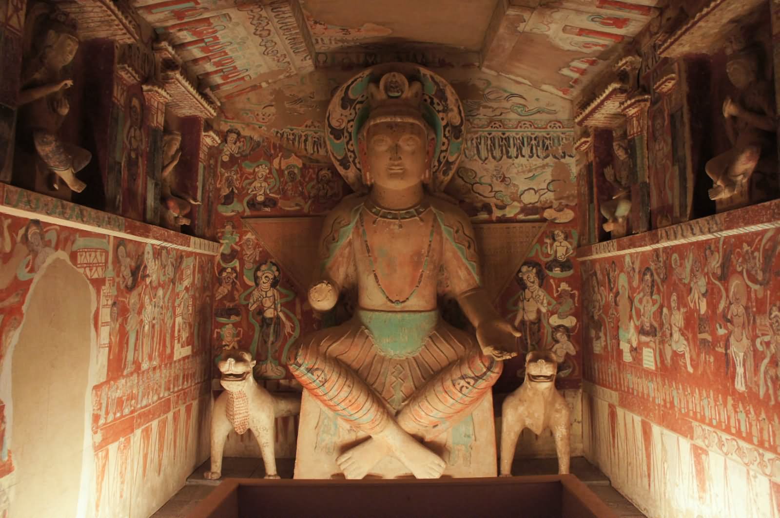 Lord Buddha Statue Inside The Mogao Caves, China