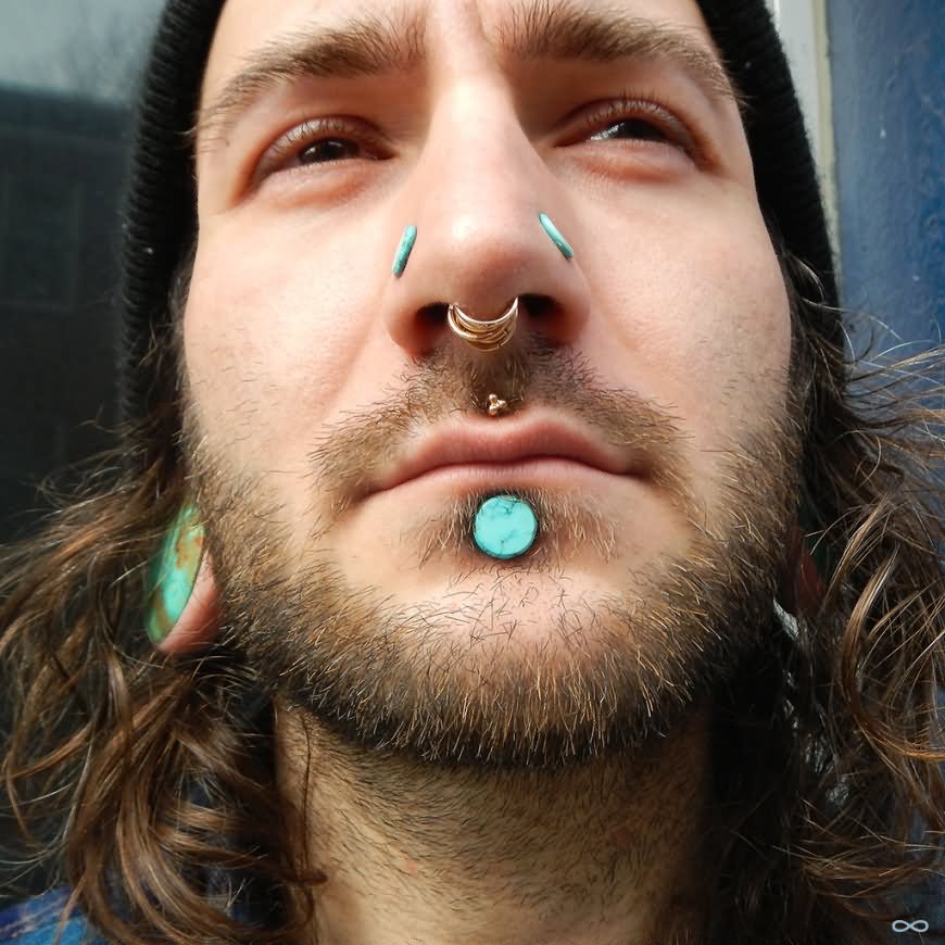 Man With Double Nose Piercing Picture