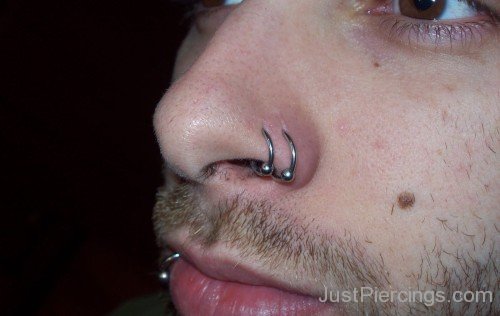 Man With Double Nose Piercing