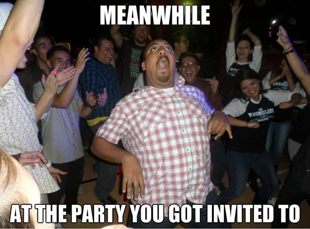 Meanwhile At The Party You Got Invited To Funny Meme Image.