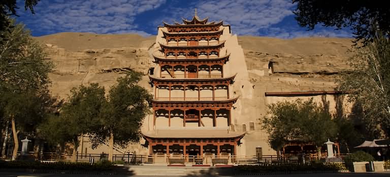 Mogao Caves Cliff Face Entrance Picture