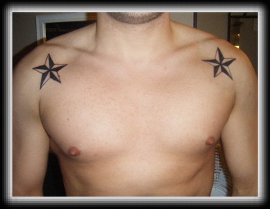 Nautical Star Tattoos On Both Shoulders