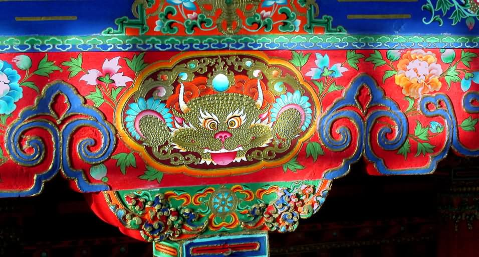 Painted Beam Inside The Potala Palace, Lhasa, Tibet