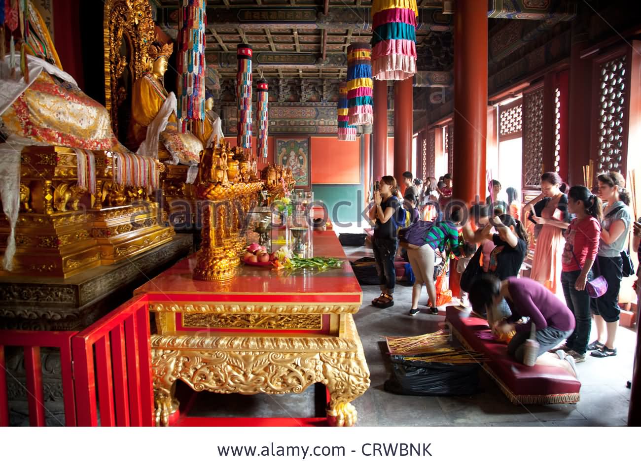 People Praying Inside The Yonghe Temple