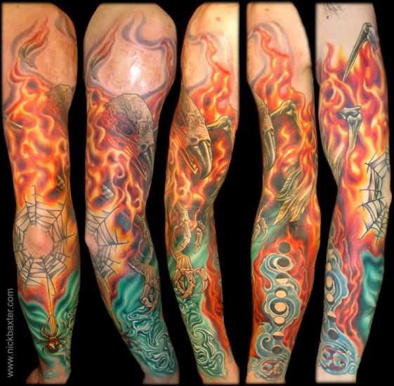 Phoenix In Flame Tattoo Design For Arm