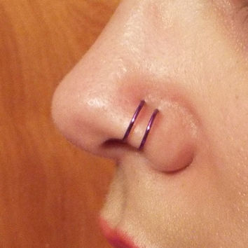 Purple Double Nose Piercing For Girls