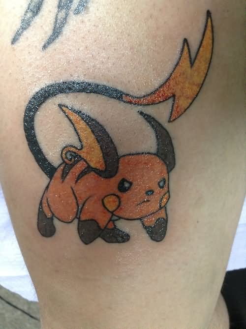 Raichu Pokemon Tattoo Design For Thigh