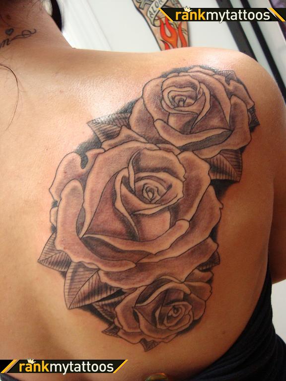 Roses Tattoo On Upper Right Back