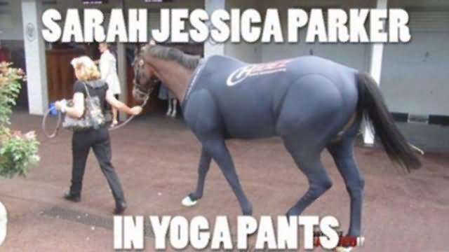 Sarah Jessica Parker In Yoga Pants Funny Meme Image
