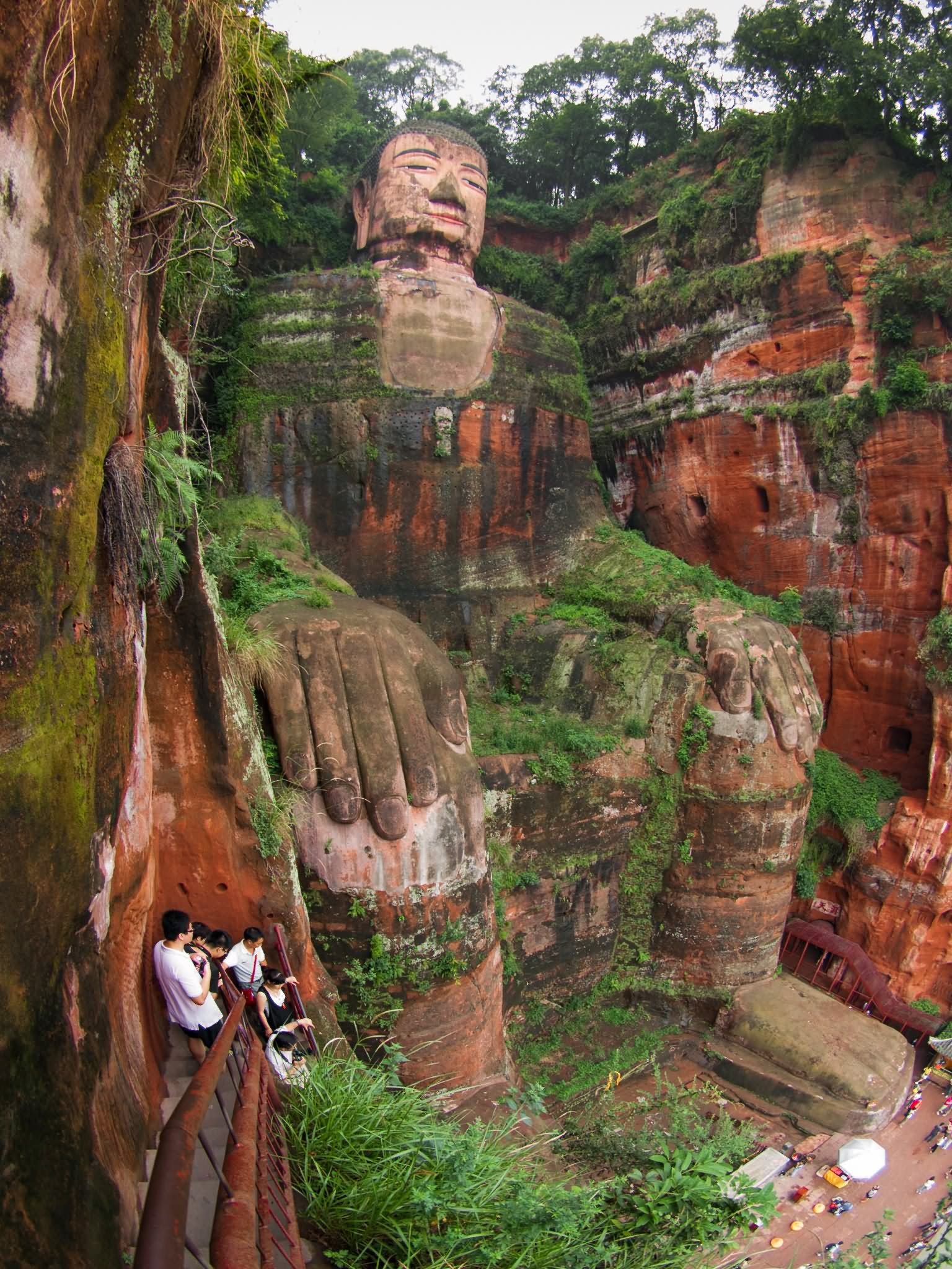 Side View Of The Giant Buddha In Leshan