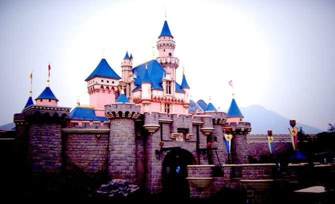 Side View Of The Hong Kong Disneyland Castle