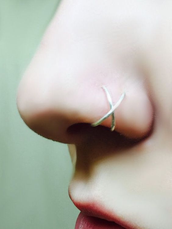 Silver Cross Rings Double Nose Piercing