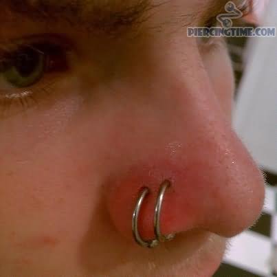 Silver Hoop Ring Double Nose Piercing