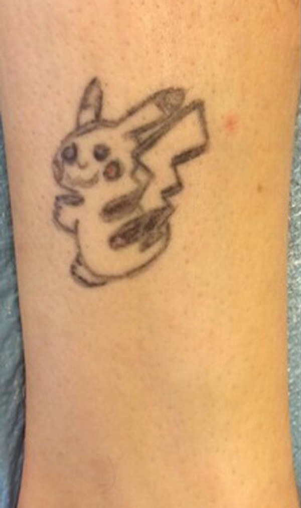Simple Pikachu Pokemon Tattoo Design Design For Leg