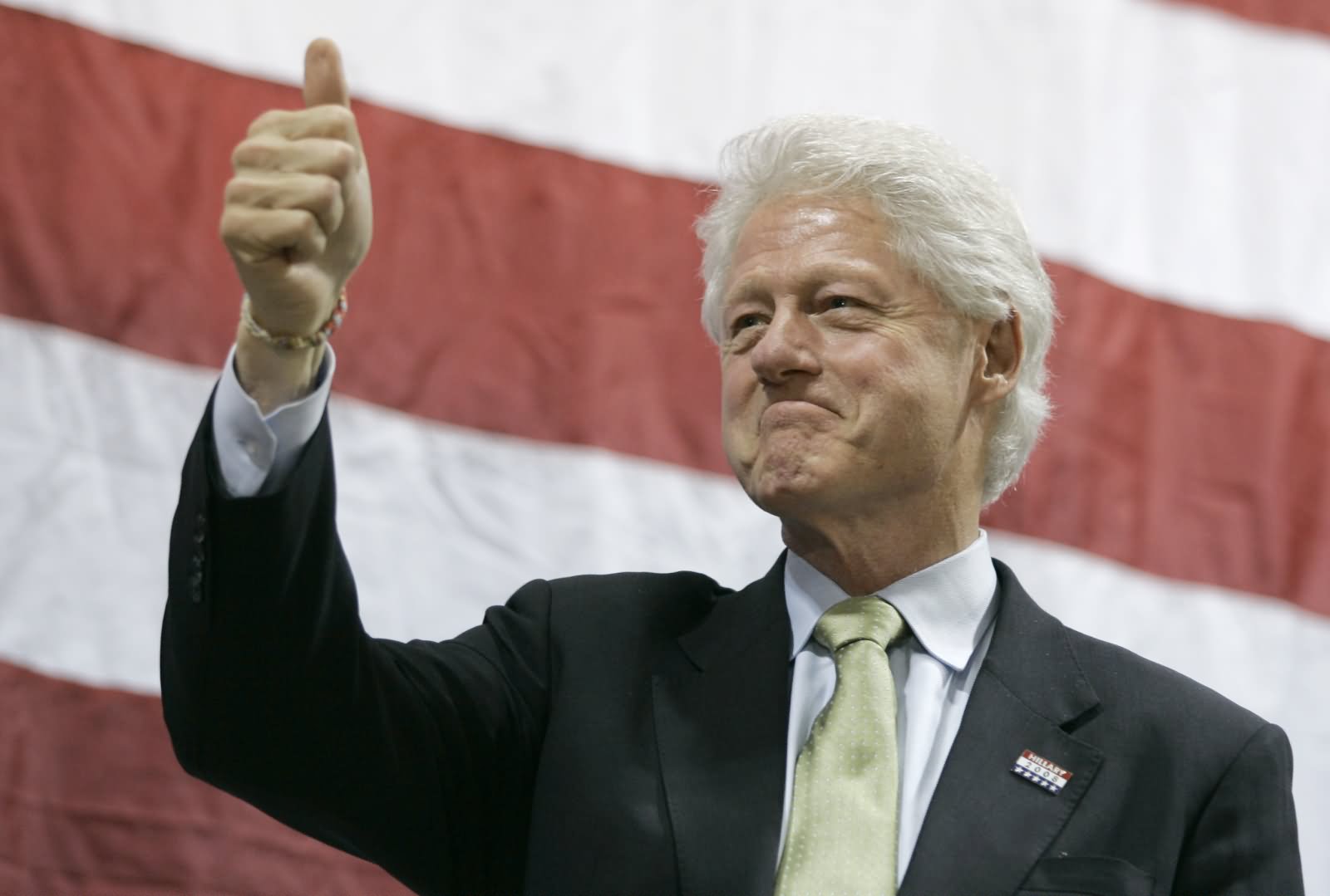 Smiling Face Bill Clinton Showing Thumb Very Funny Photo