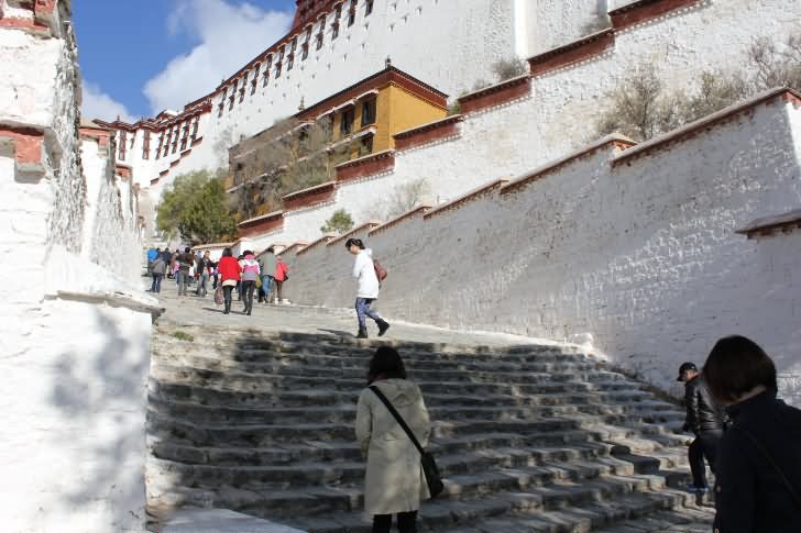 Stairway At The Potala Palace In Tibet, China