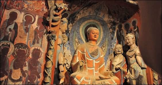 Statues At The Mogao Caves In Dunhuang, China