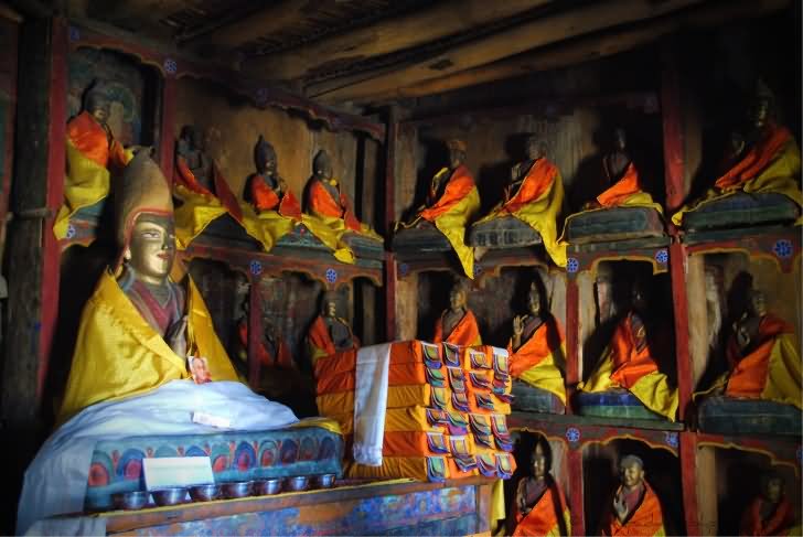 Statues Of Monks Inside The Potala Palace, Tibet